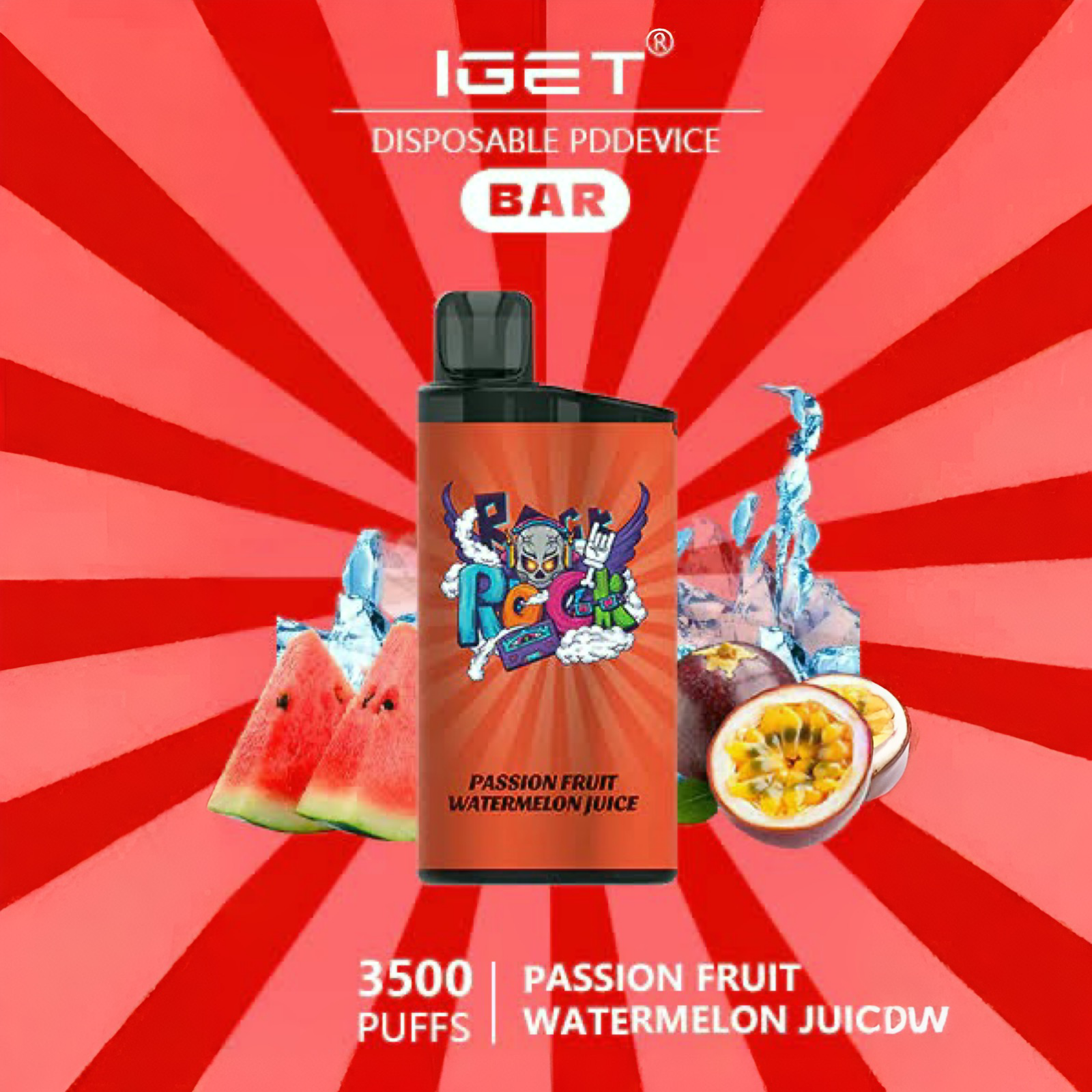 IGET Bar 3500 Puff Passionfruit Watermelon Juice Disposable Vape Wholesale Australia - Buy IGET Bar 3500 Puff Passionfruit Watermelon Juice Disposable Vape Bulk
